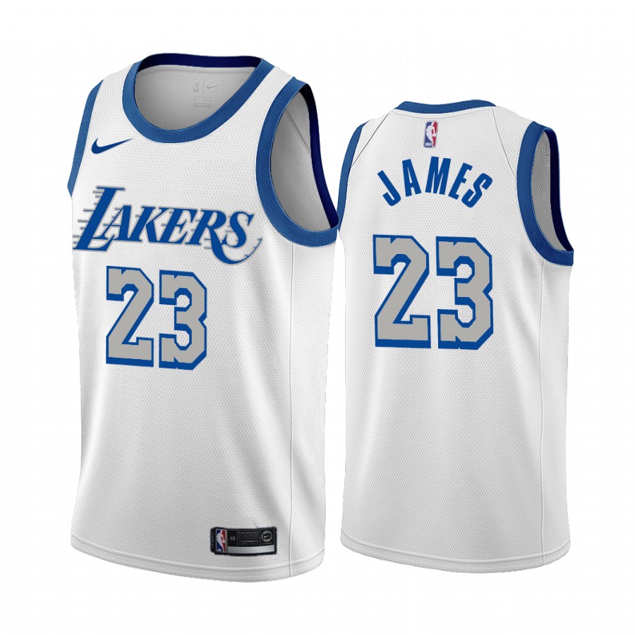 Men's Los Angeles Lakers #23 LeBron James White City Edition New Blue