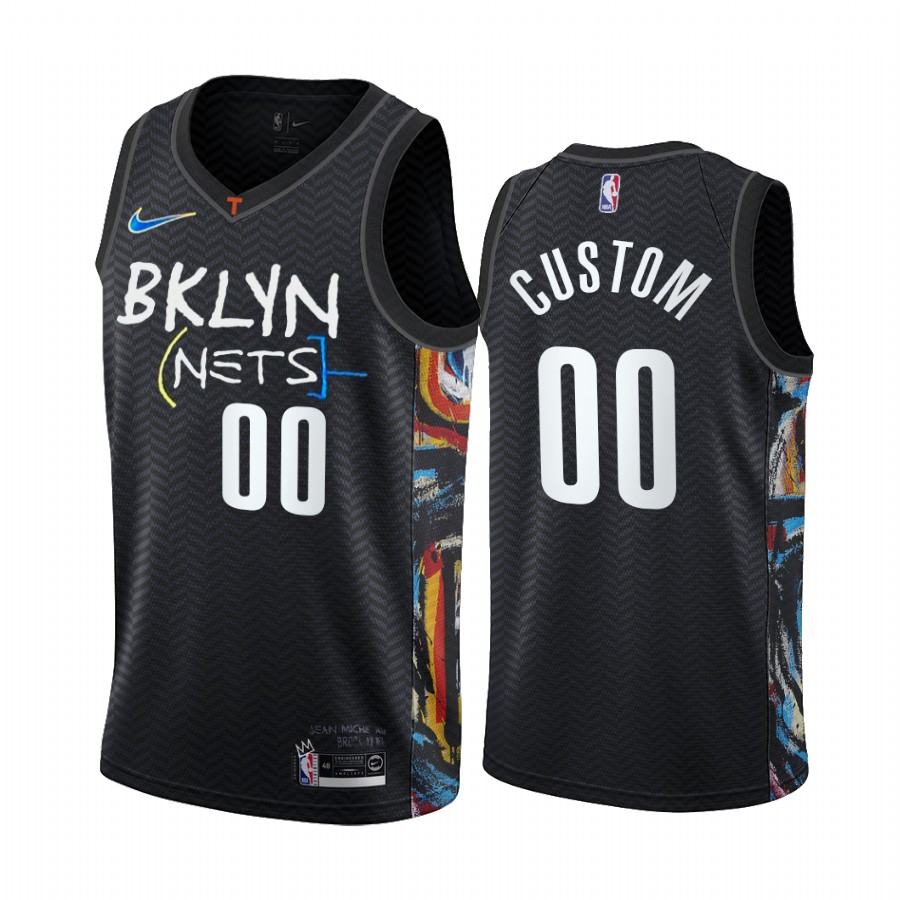 Men's Brooklyn Nets Active Player Black City Edition 2020-21 Honor Basquiat Custom Stitched NBA Jersey