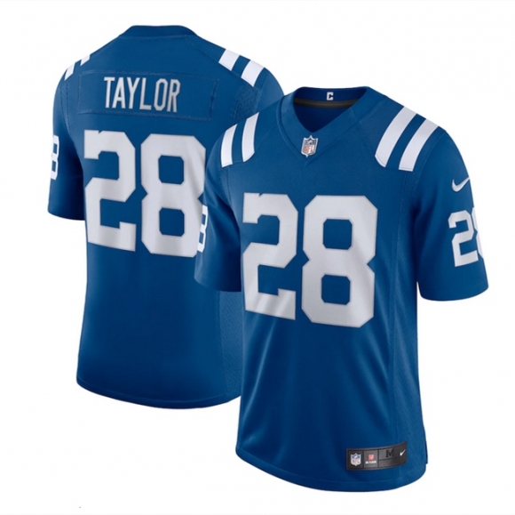 Men's Indianapolis Colts #28 Jonathan Taylor Blue Vapor Limited Stitched Football Jersey
