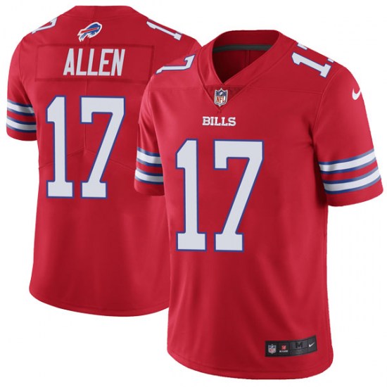 Men's Buffalo Bills #17 Josh Allen 100th Season Red Vapor Untouchable Limited Stitched NFL Jersey