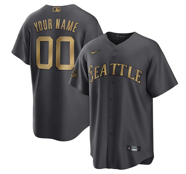 Men's Seattle Mariners Active Player Custom 2022 All-Star Charcoal Cool Base Stitched Baseball Jersey