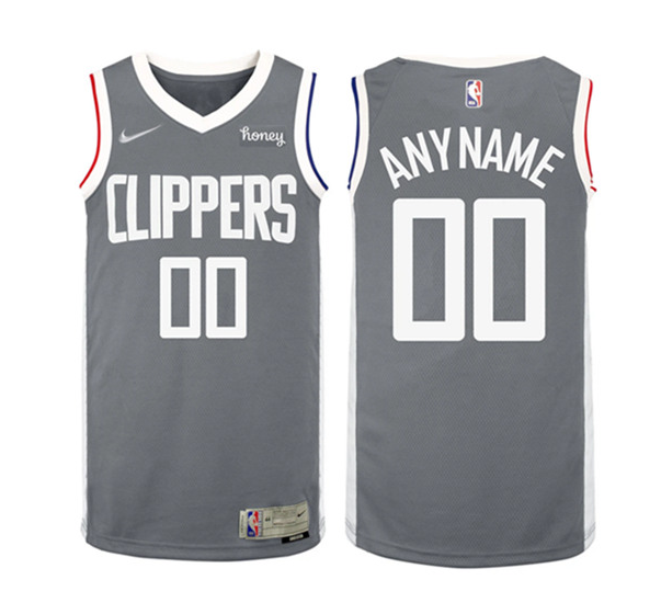 Men's Los Angeles Clippers Active Player Custom Gray Earned Edition Stitched NBA Jersey
