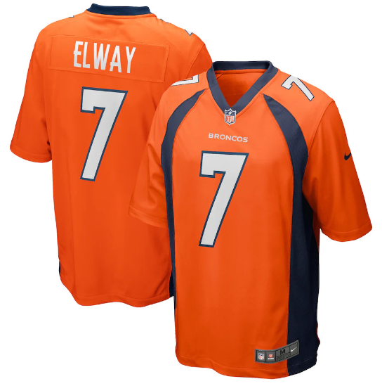 Men's Denver Broncos #7 John Elway Orange Game Retired Player Stitched Jersey