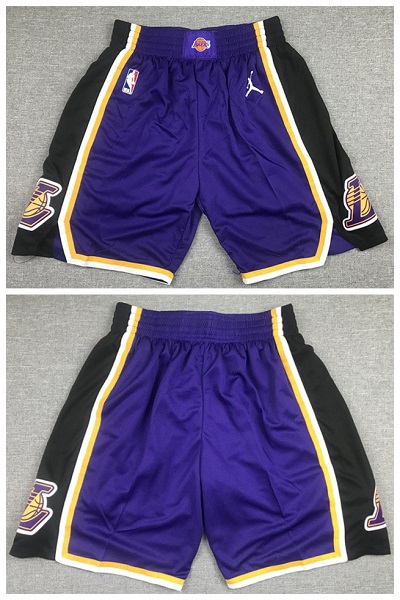 Men's Los Angeles Lakers Black and Purple Shorts (Run Small)