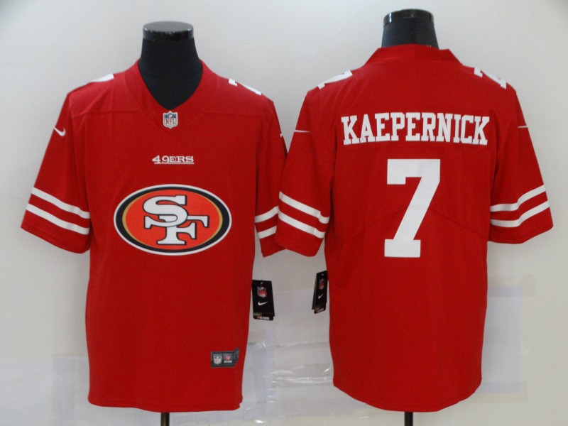 Men's San Francisco 49ers #7 Colin Kaepernick Red 2020 Team Big Logo Limited Stitched Jersey