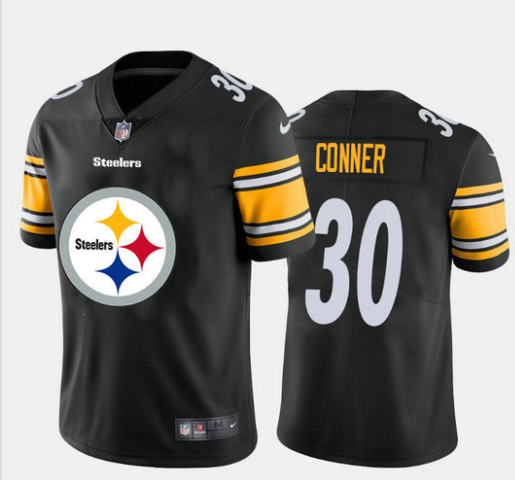 Men's Pittsburgh Steelers #30 James Conner Black 2020 Team Big Logo Limited Stitched Jersey