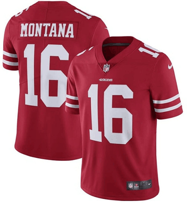 Men's San Francisco 49ers #16 Joe Montana Red NFL Limited Stitched Jersey [49ers ...