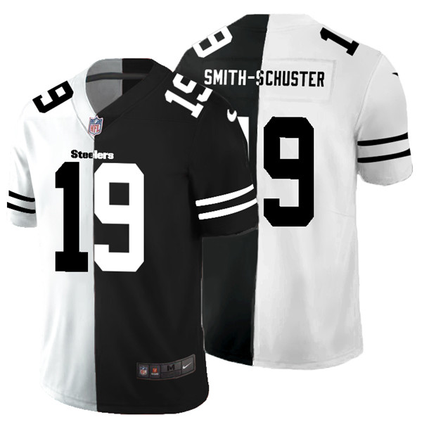 Men's Pittsburgh Steelers #19 JuJu Smith-Schuster Black &White NFL Limited Stitched Jersey