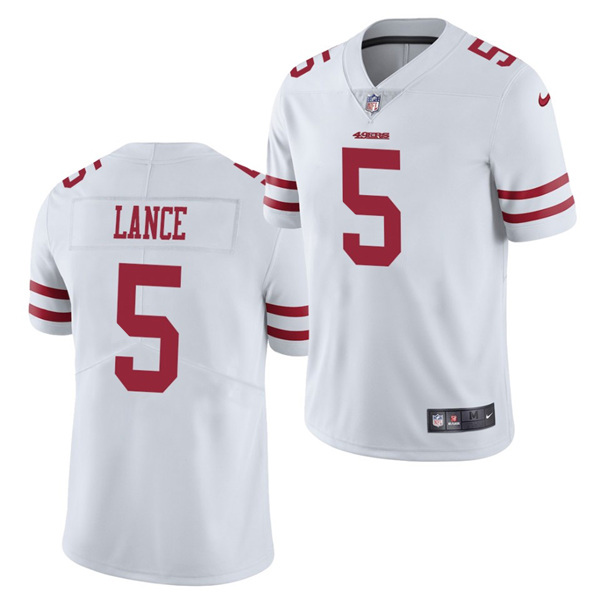 Men's San Francisco 49ers #5 Trey Lance White NFL 2021 Draft Vapor Untouchable Limited Stitched Jersey