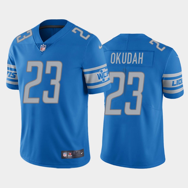 Men's Detroit Lions #23 Jeff Okudah Blue Vapor Untouchable Limited Stitched NFL Jersey