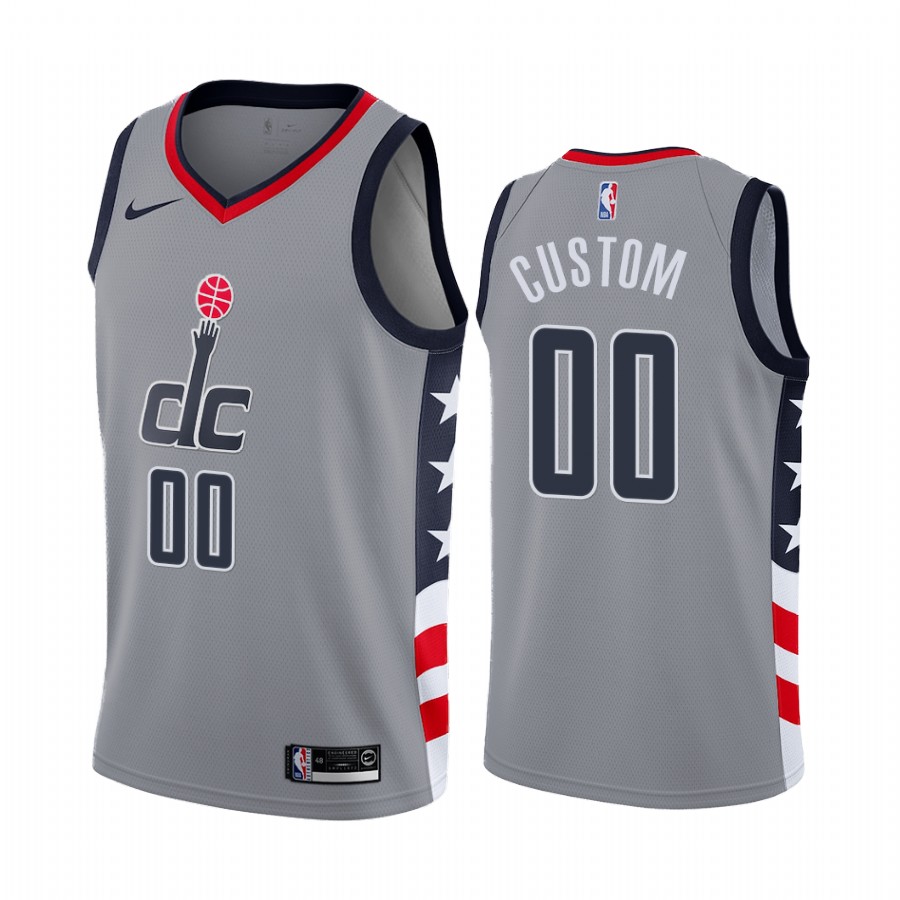 Men's Washington Wizards Active Player Gray City Edition 2020-21 Custom Stitched NBA Jersey