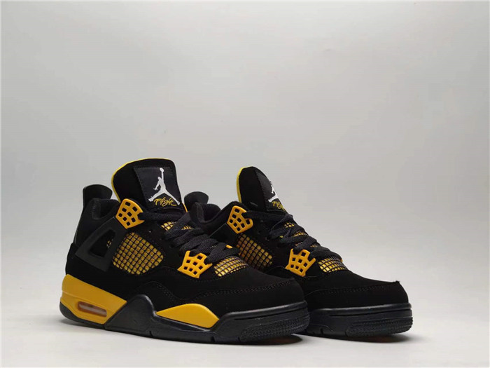 Men's Running weapon Air Jordan 4 Shoes Black/Yellow 0138