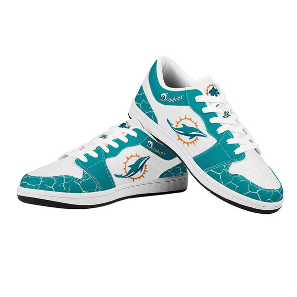 Men's Miami Dolphins AJ Low Top Leather Sneakers 001