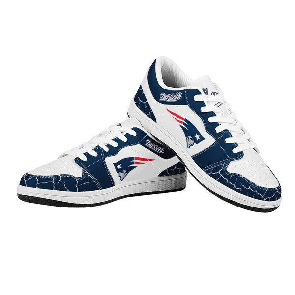 Men's New England Patriots AJ Low Top Leather Sneakers 001
