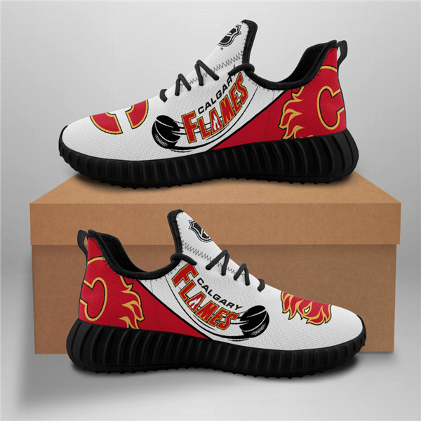 Women's Calgary Flames Mesh Knit Sneakers/Shoes 004