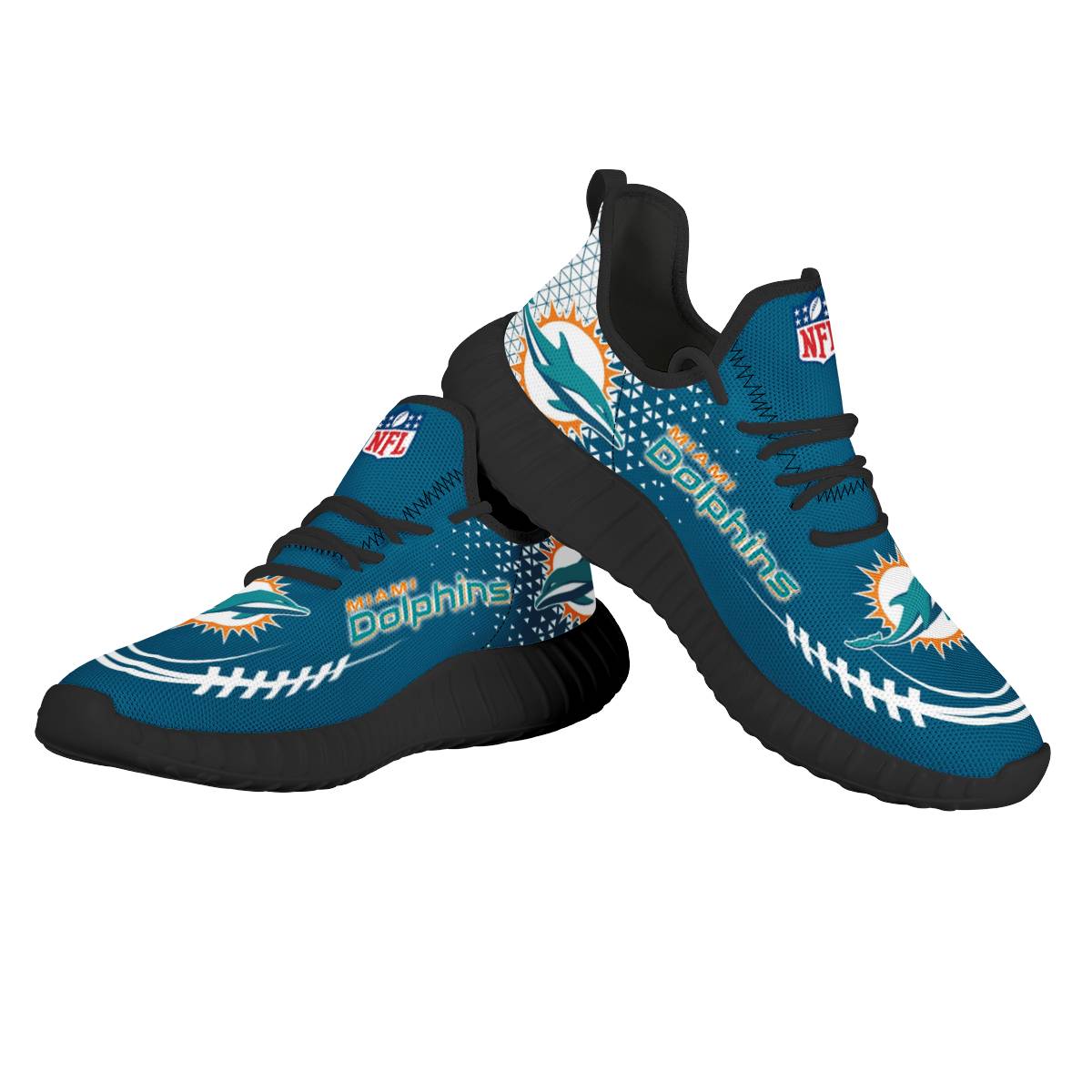 Women's Miami Dolphins Mesh Knit Sneakers/Shoes 001