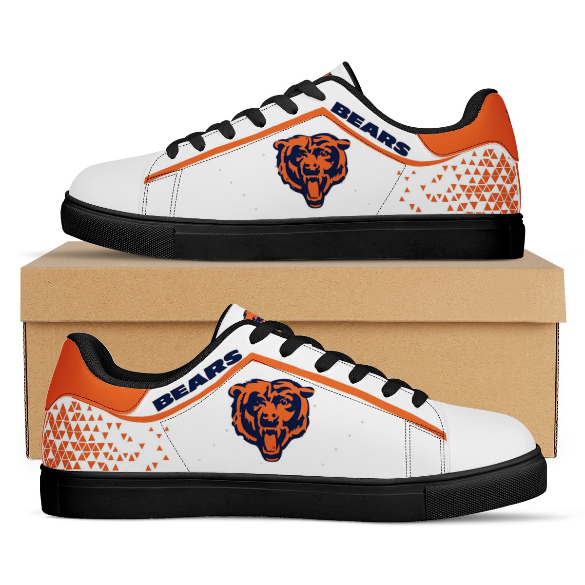 Women's Chicago Bears Low Top Leather Sneakers 001