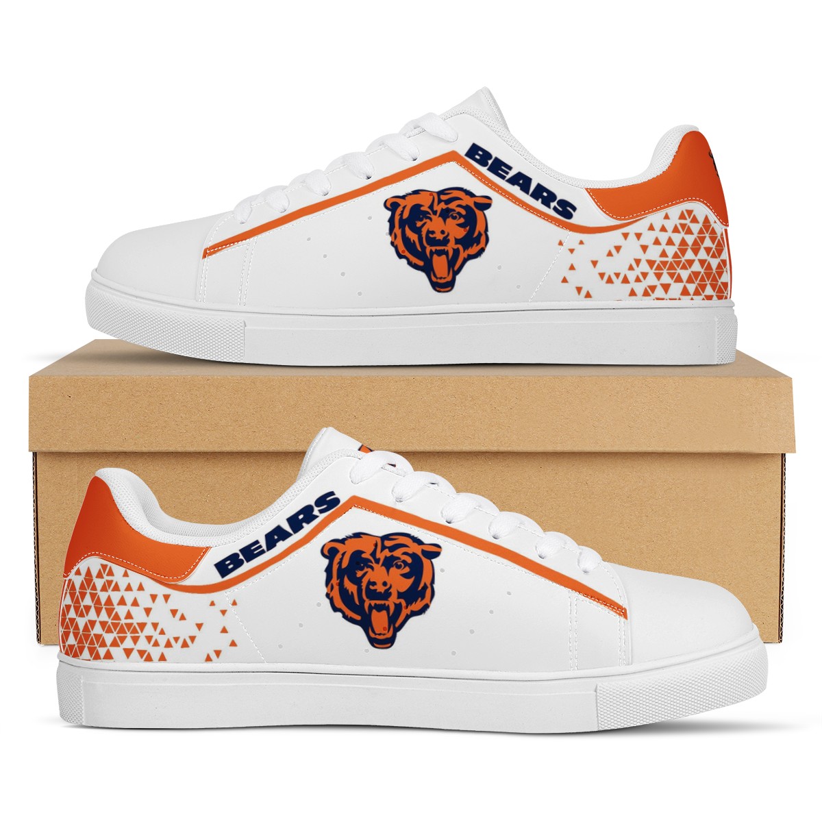 Women's Chicago Bears Low Top Leather Sneakers 002