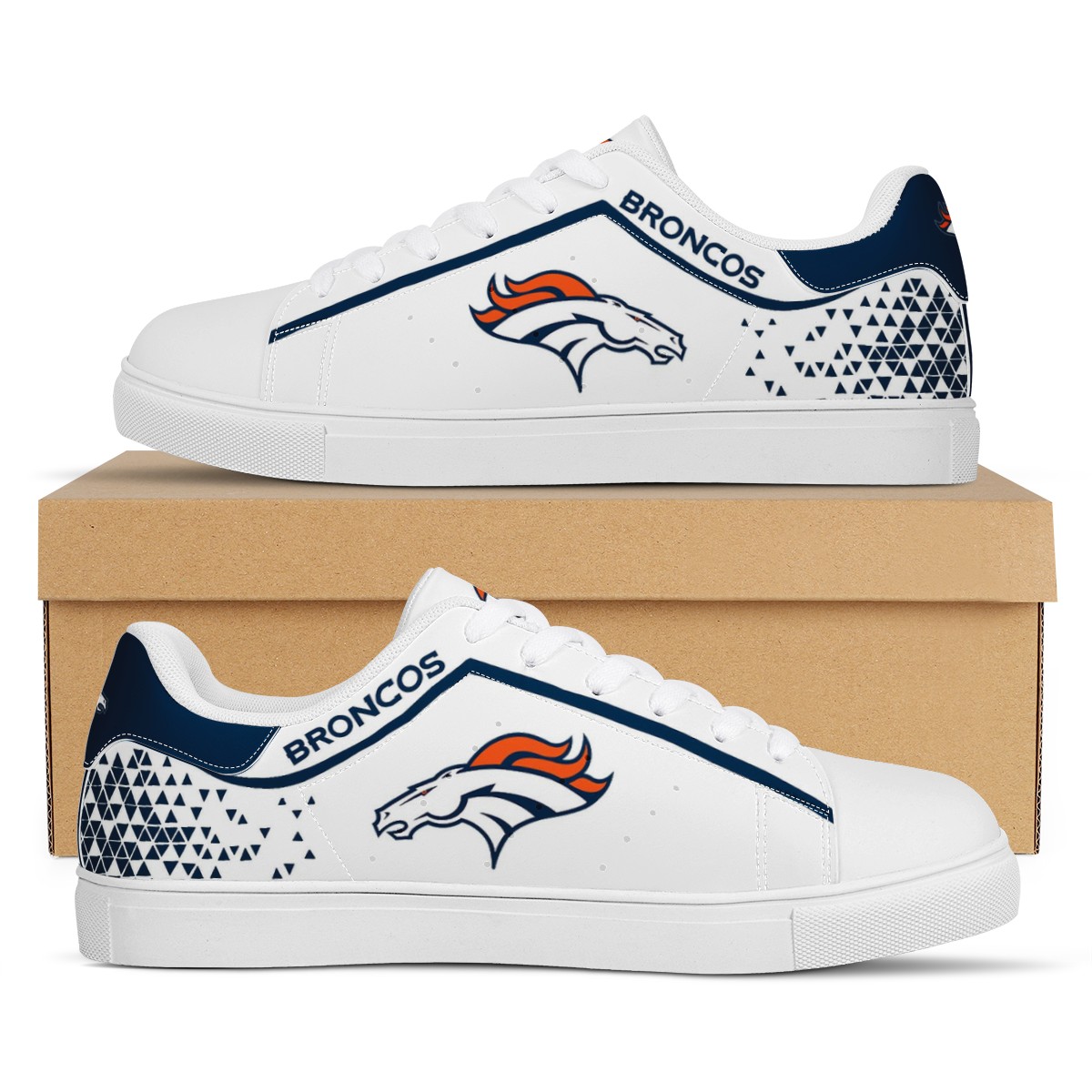 Women's Denver Broncos Low Top Leather Sneakers 002