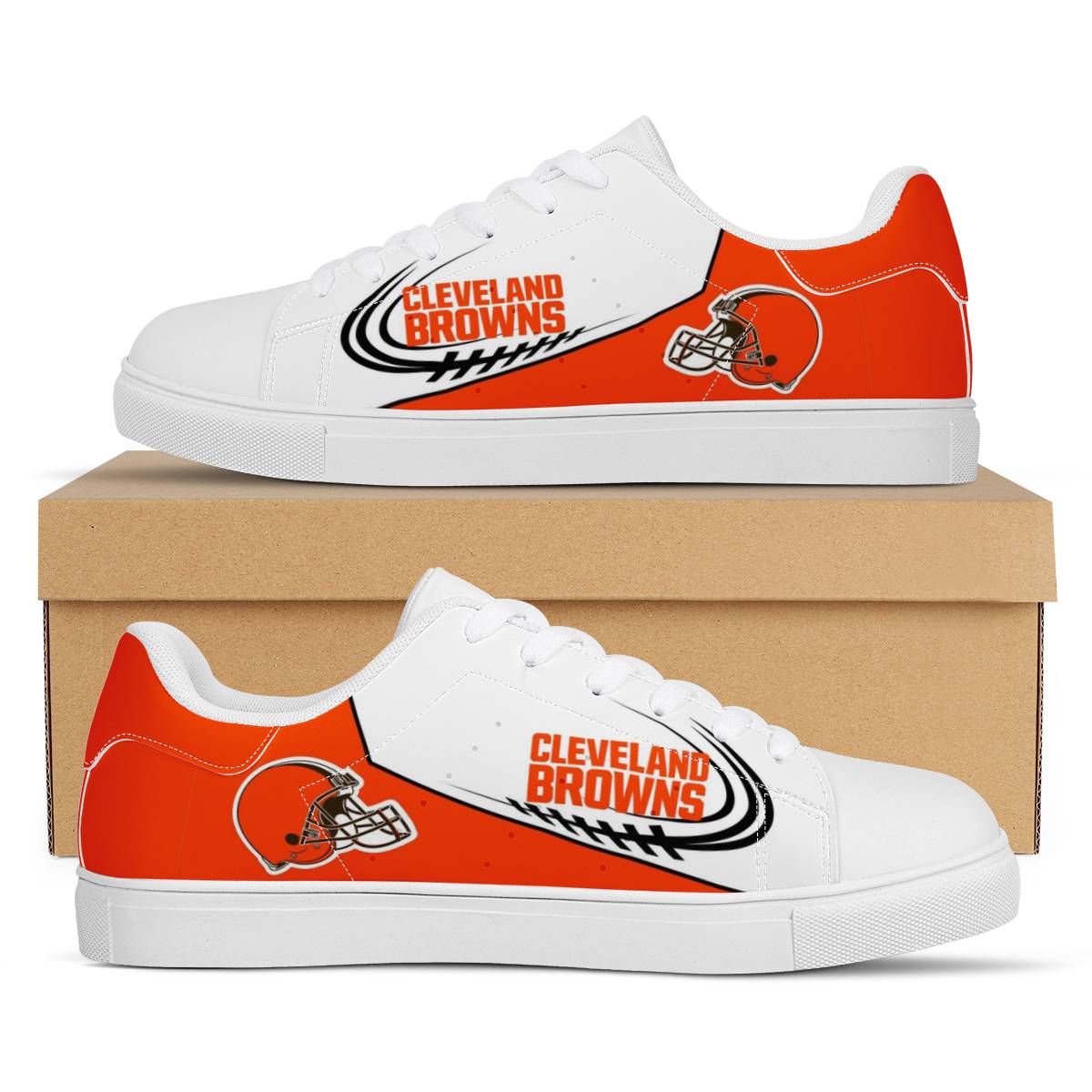 Men's Cleveland Browns Low Top Leather Sneakers 003