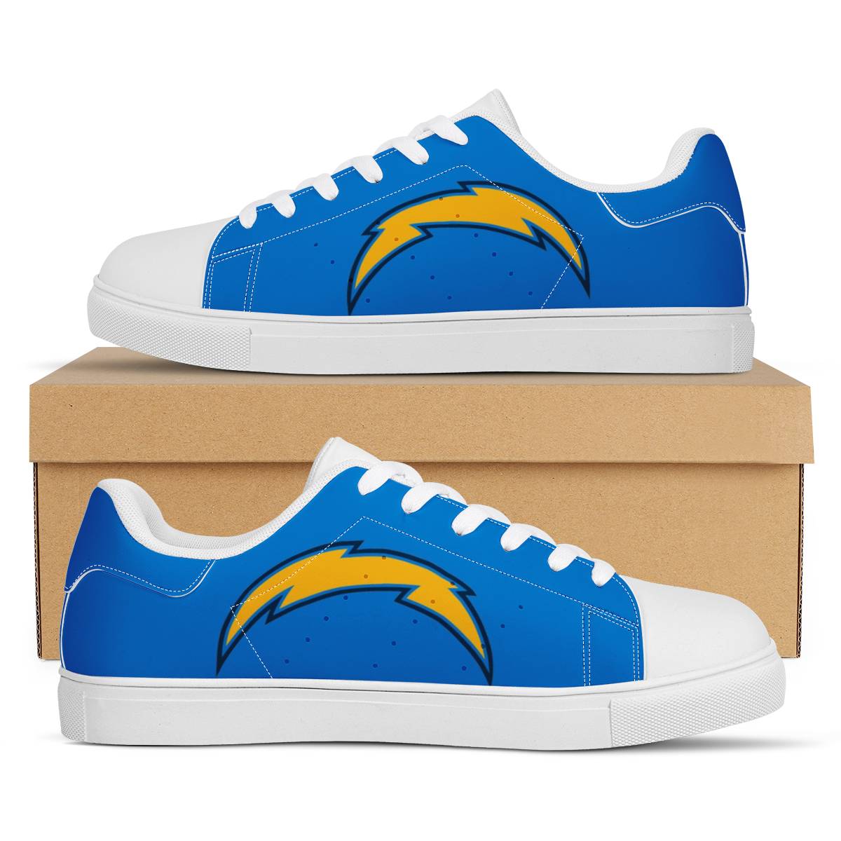 Women's Los Angeles Chargers Low Top Leather Sneakers 001