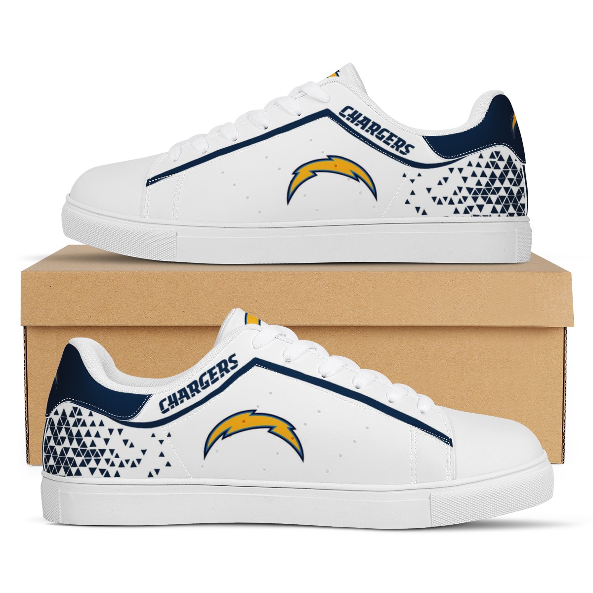 Men's Los Angeles Chargers Low Top Leather Sneakers 003