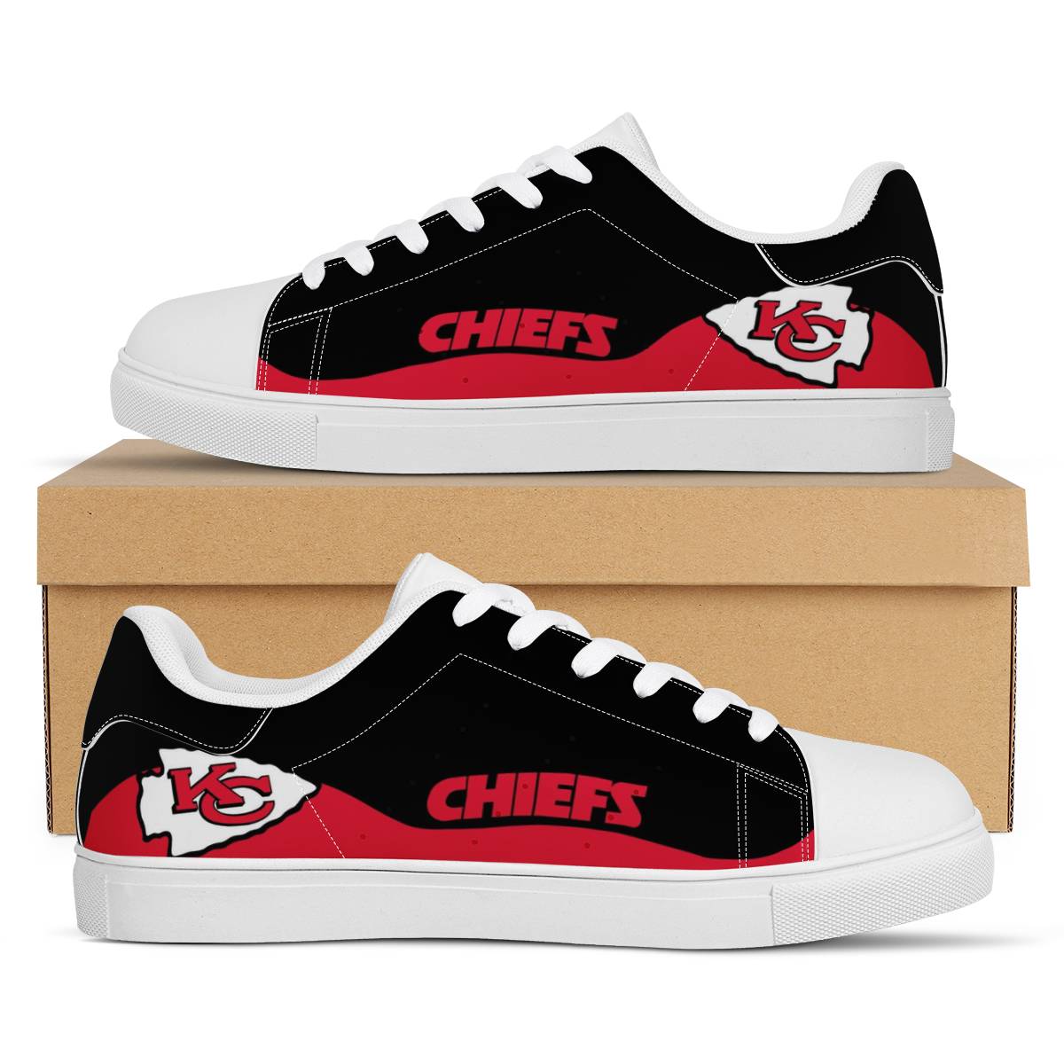 Men's Kansas City Chiefs Low Top Leather Sneakers 003