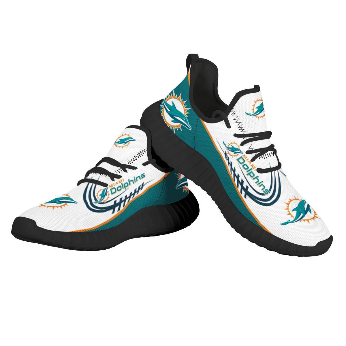 Women's Miami Dolphins Mesh Knit Sneakers/Shoes 003