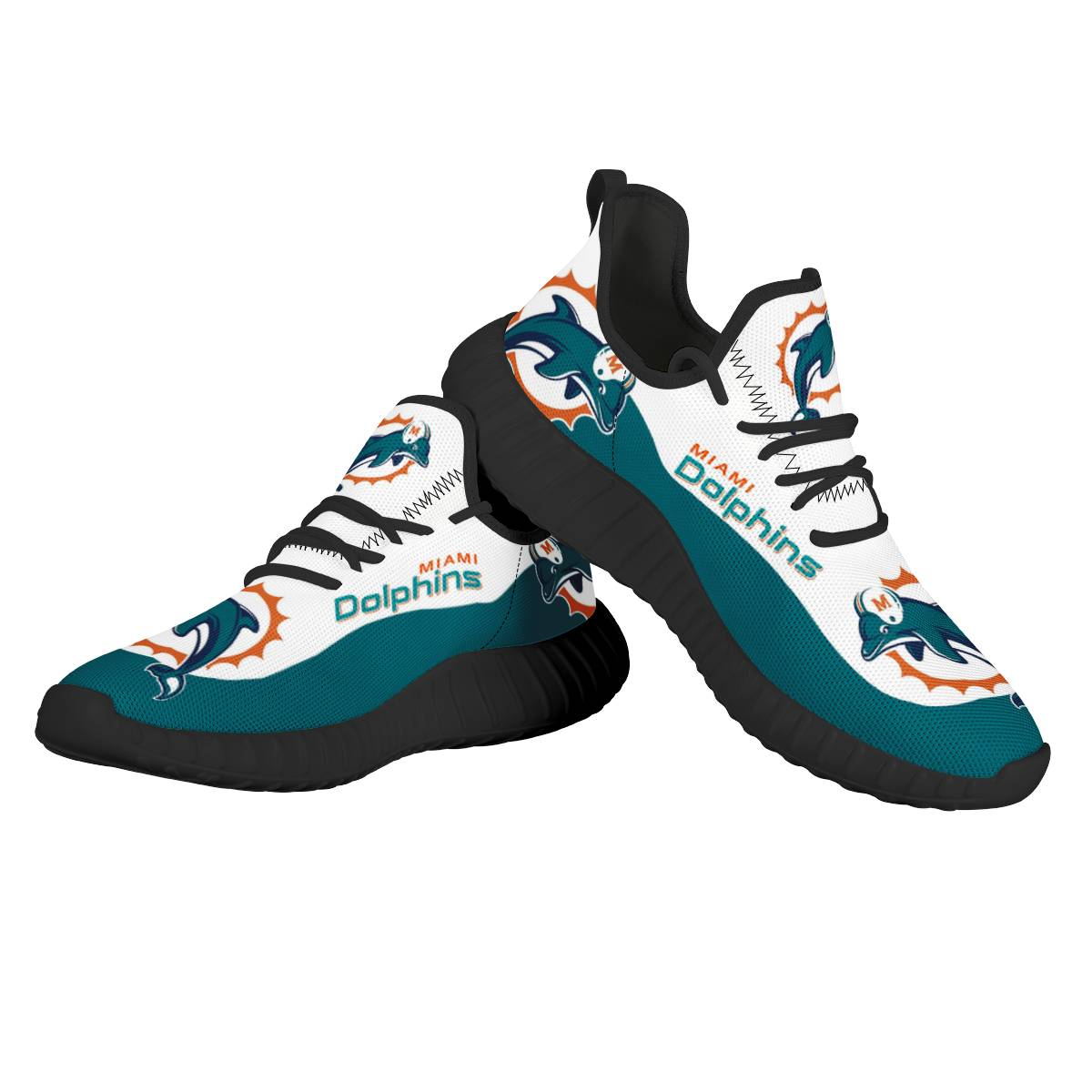 Women's Miami Dolphins Mesh Knit Sneakers/Shoes 005