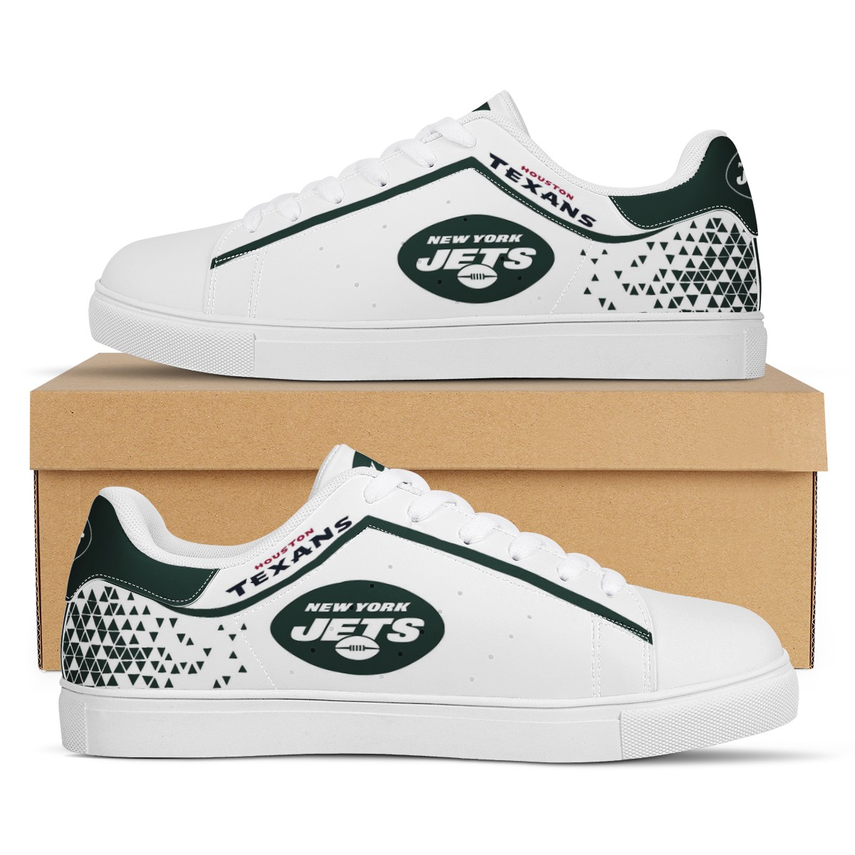 Men's New York Jets Low Top Leather Sneakers 002