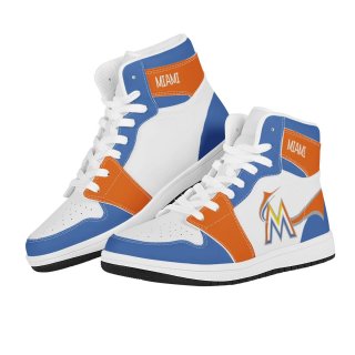 Men's Miami Marlins High Top Leather AJ1 Sneakers 003