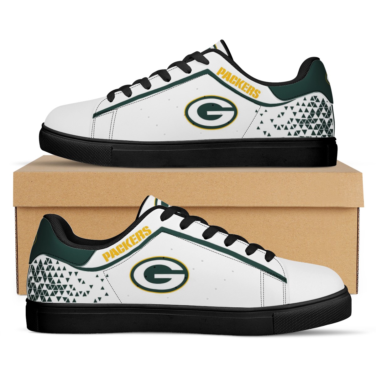 Men's Green Bay Packers Low Top Leather Sneakers 001