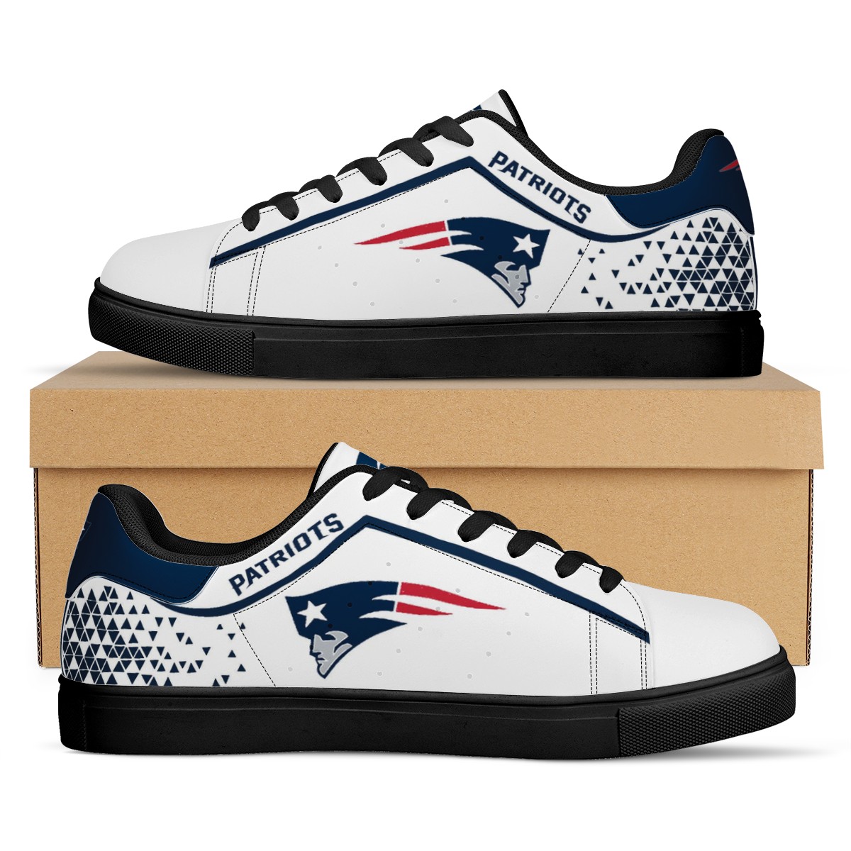 Women's New England Patriots Low Top Leather Sneakers 001