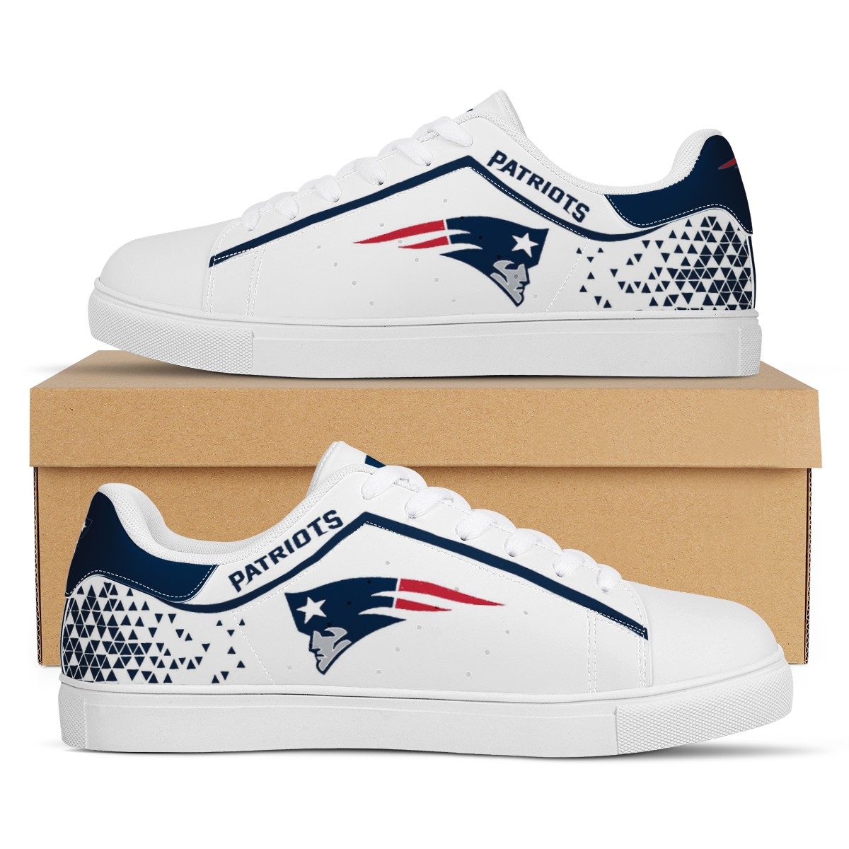 Men's New England Patriots Low Top Leather Sneakers 002