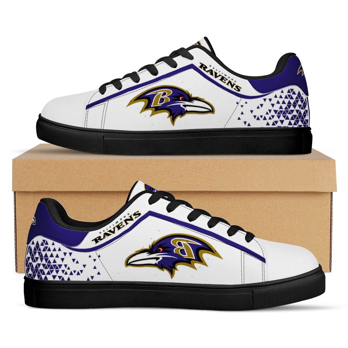 Women's Baltimore Ravens Low Top Leather Sneakers 001