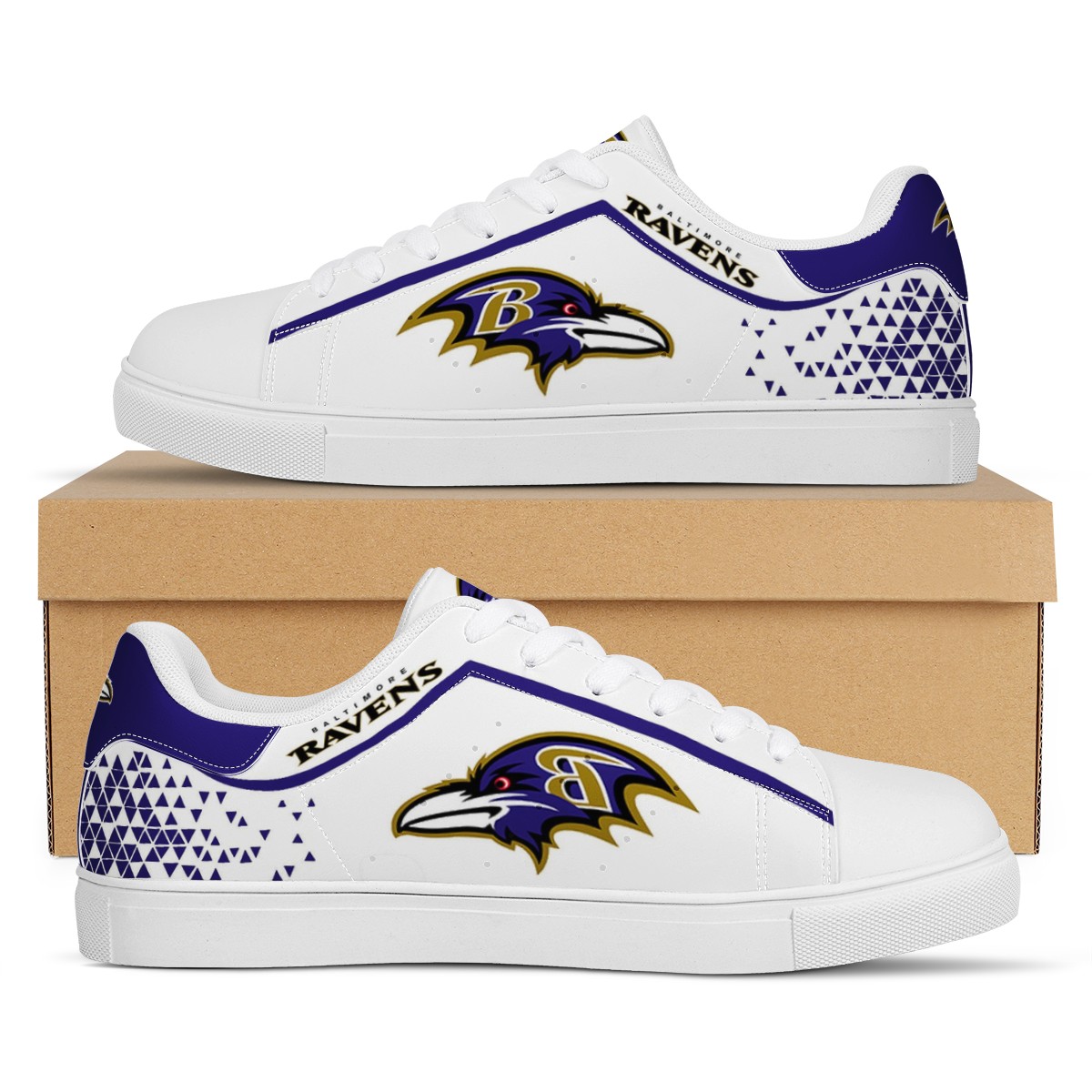 Women's Baltimore Ravens Low Top Leather Sneakers 002