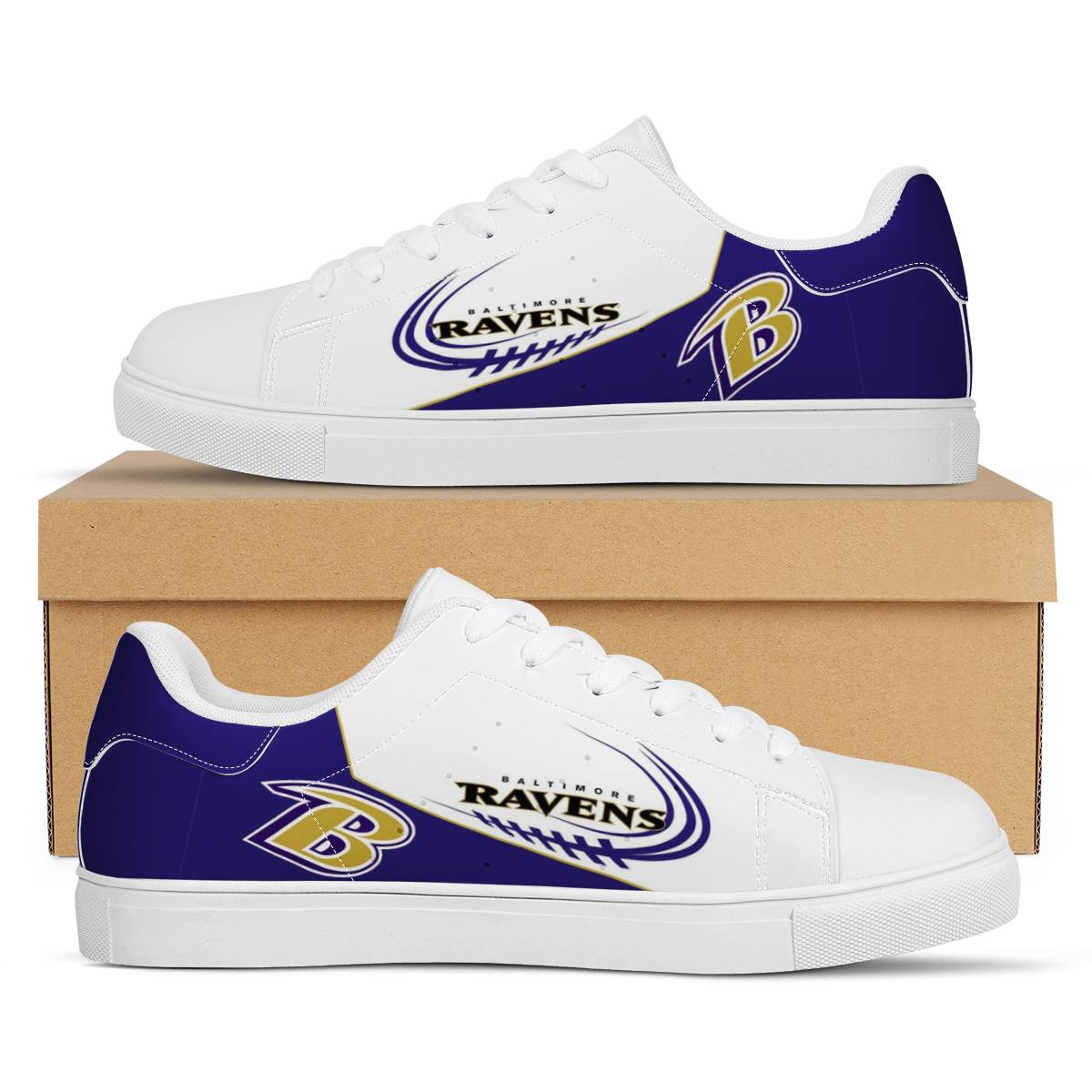 Men's Baltimore Ravens Low Top Leather Sneakers 003