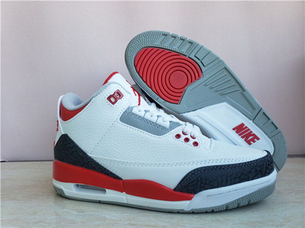 Men's Running weapon Air Jordan 3 White/Red/Black Shoes 044