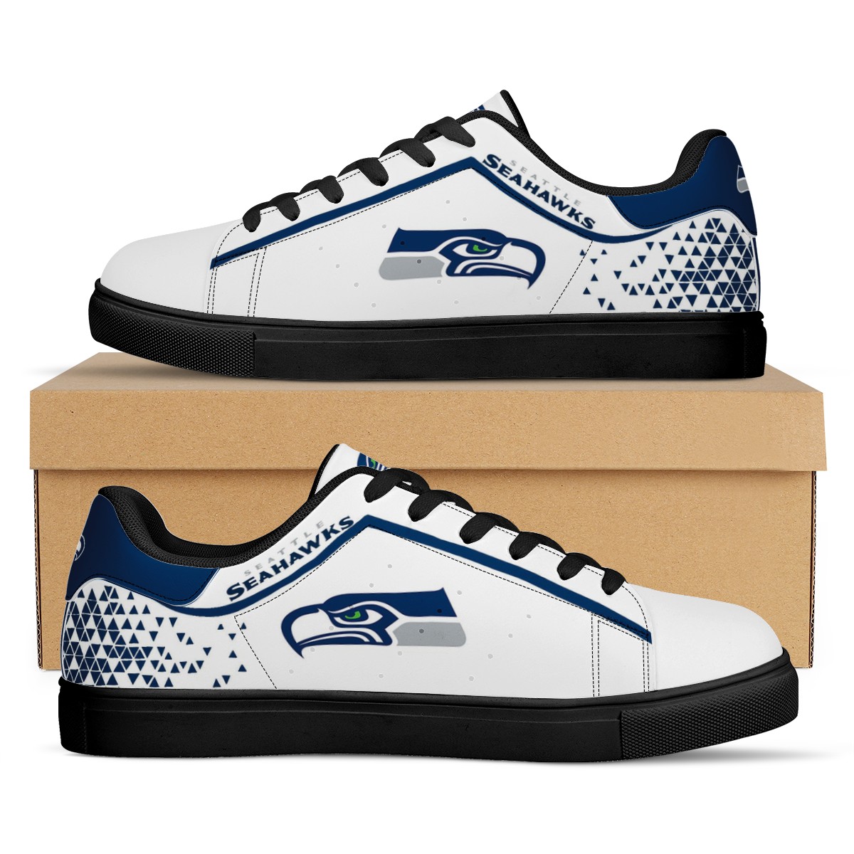 Women's Seattle Seahawks Low Top Leather Sneakers 001