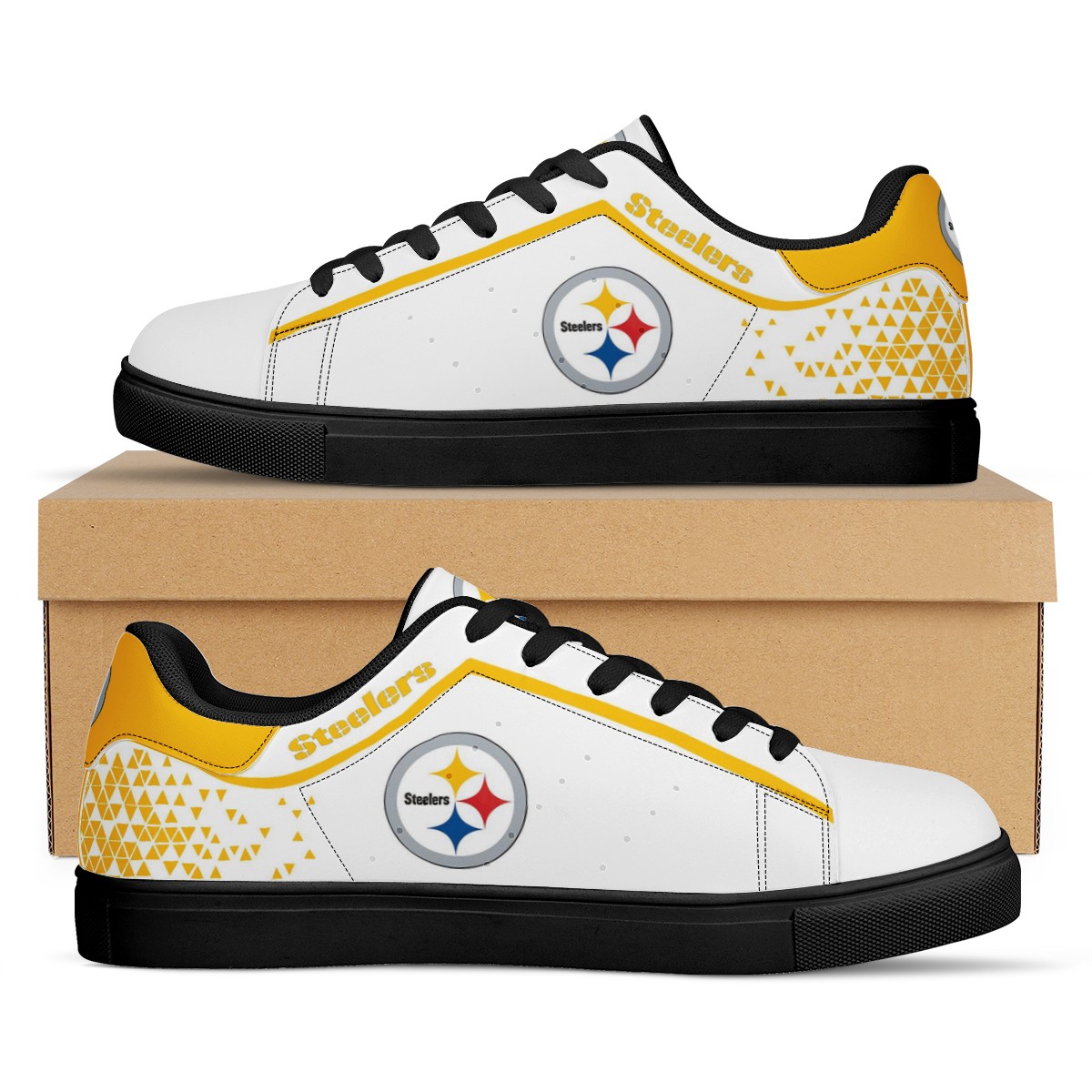 Women's Pittsburgh Steelers Low Top Leather Sneakers 001
