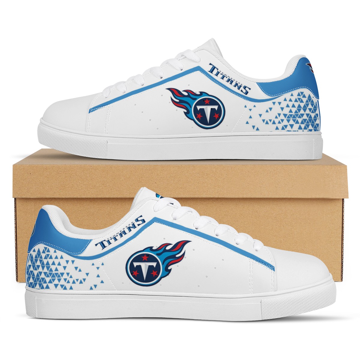 Men's Tennessee Titans Low Top Leather Sneakers 002