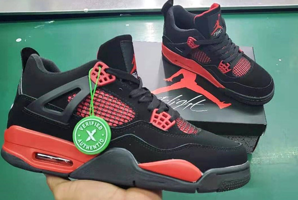 Men's Hot Sale Running weapon Air Jordan 4 Black/Red Shoes 0107
