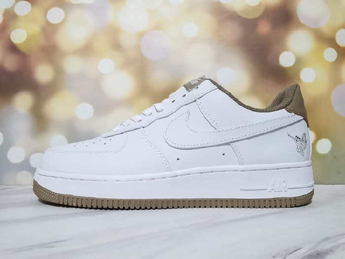 Women's Air Force 1 White/Brown Shoes 0123