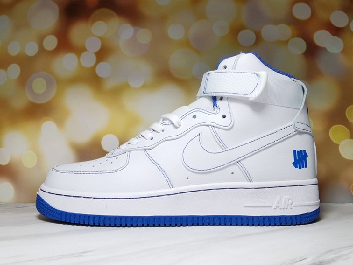 Women's Air Force 1 High Top White/Blue Shoes 0135