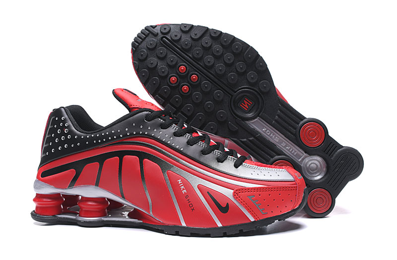 Men's Running Weapon Shox R4 Shoes Black Red 009