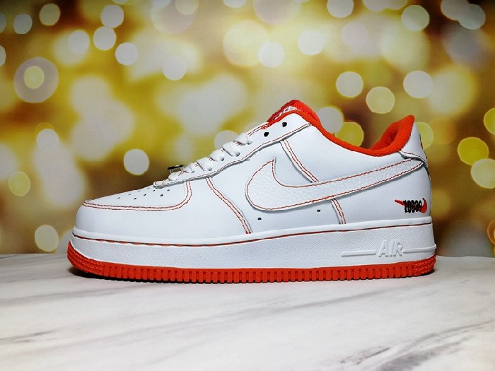 Women's Air Force 1 White/Red Shoes 0163