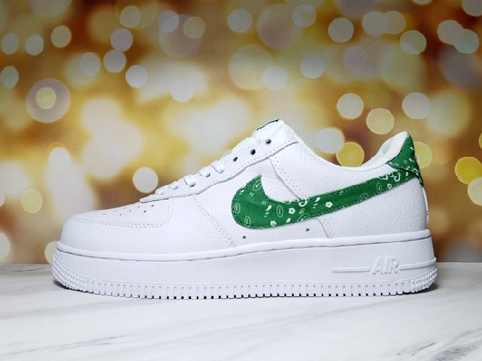 Women's Air Force 1 White/Green Shoes 0139