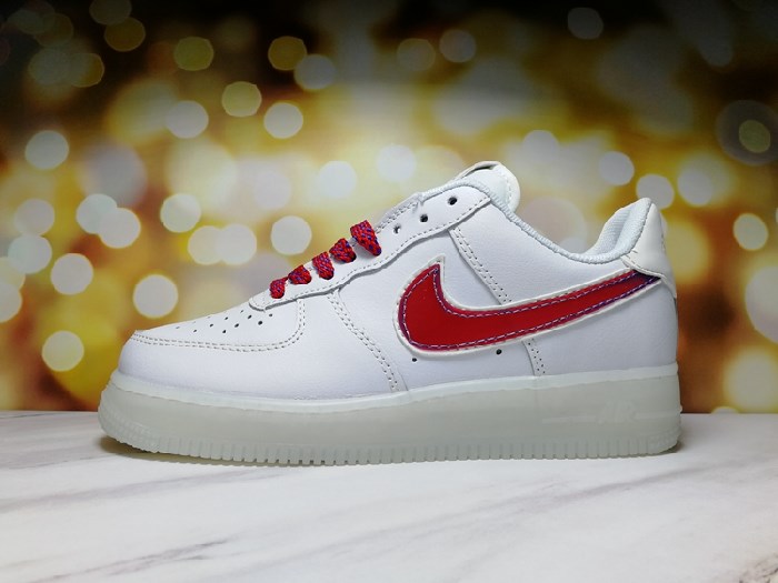 Women's Air Force 1 White/Red Shoes 0178