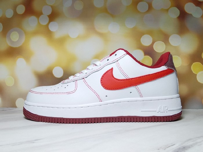 Women's Air Force 1 White/Red Shoes 0185