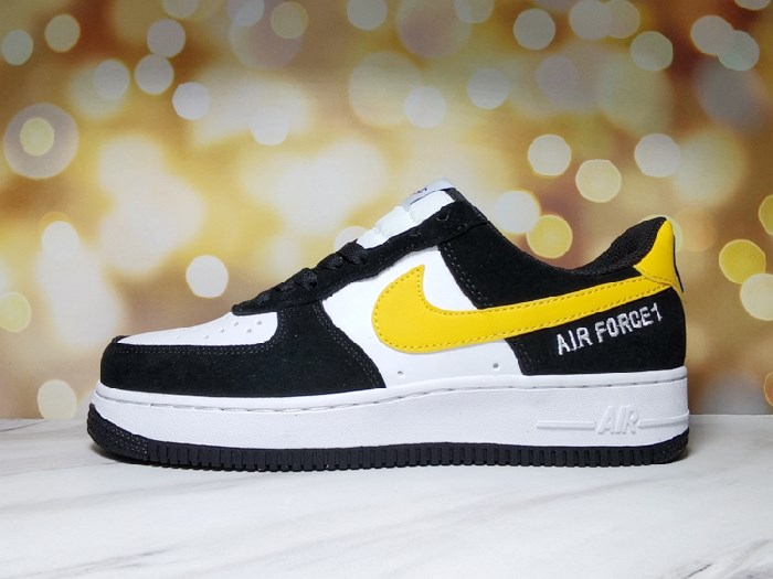 Women's Air Force 1 White/Black/Yellow Shoes 0190
